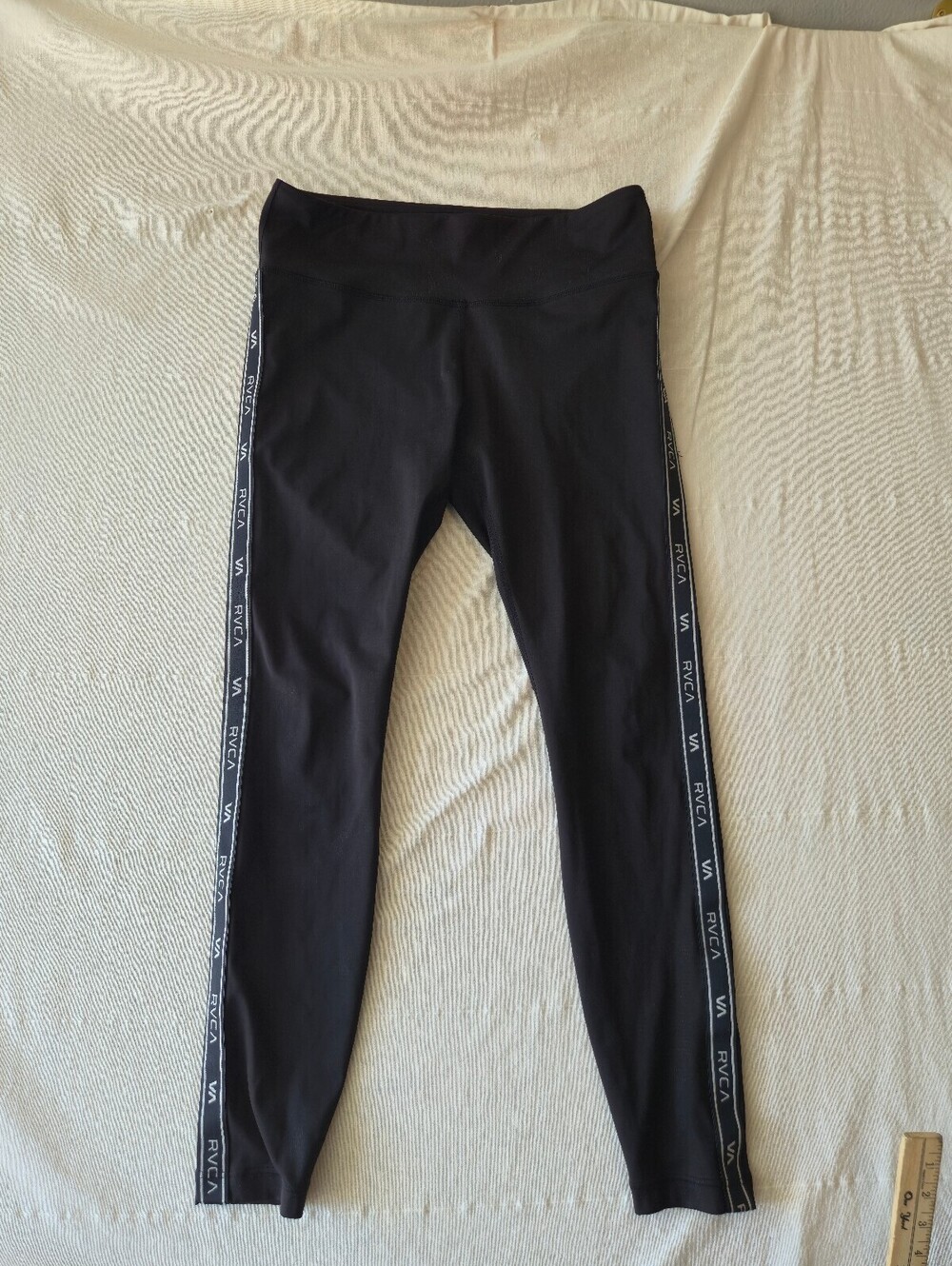 RVCA Black Athletic Leggings with Side Logo Tape Medium